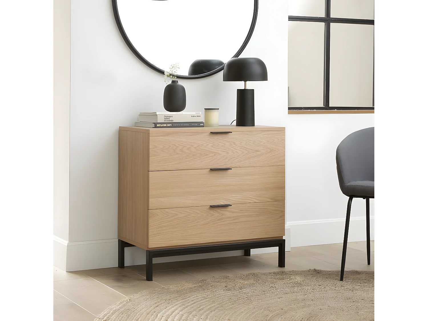 Commode effet bois naturel 80x75