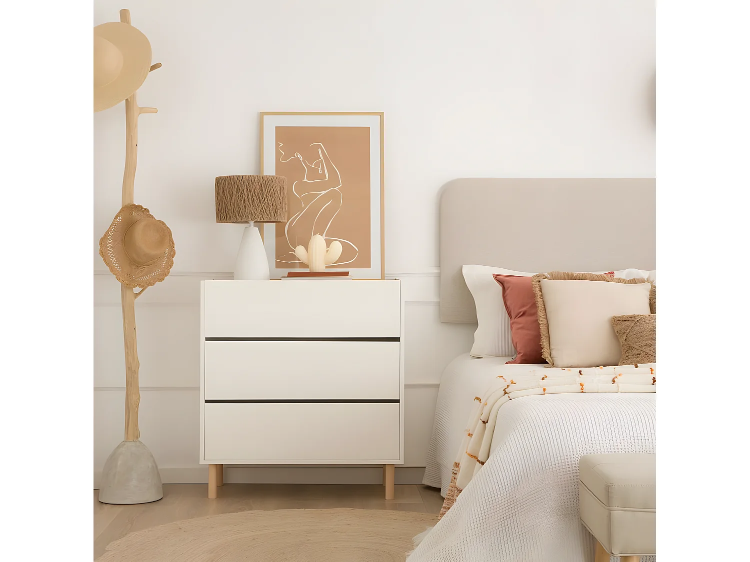 Comò pannello laminato tecnico bianco 40x85