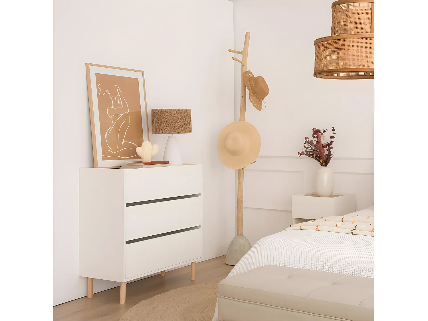 Comò pannello laminato tecnico bianco 40x85