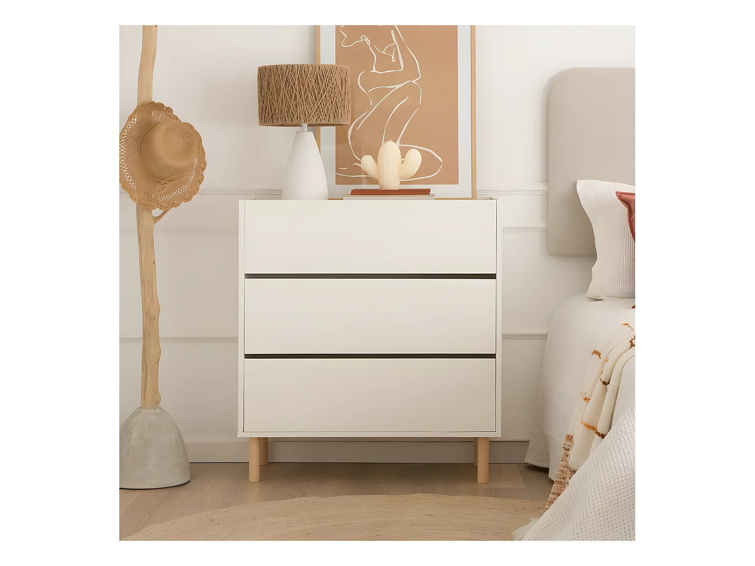 Commode effet bois naturel 82x85