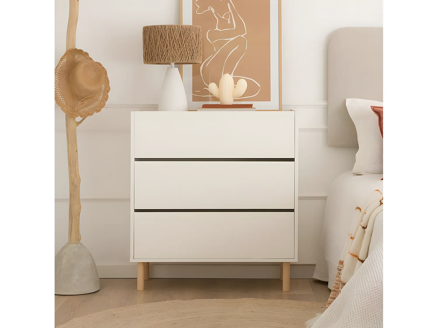 Comò pannello laminato tecnico bianco 40x85