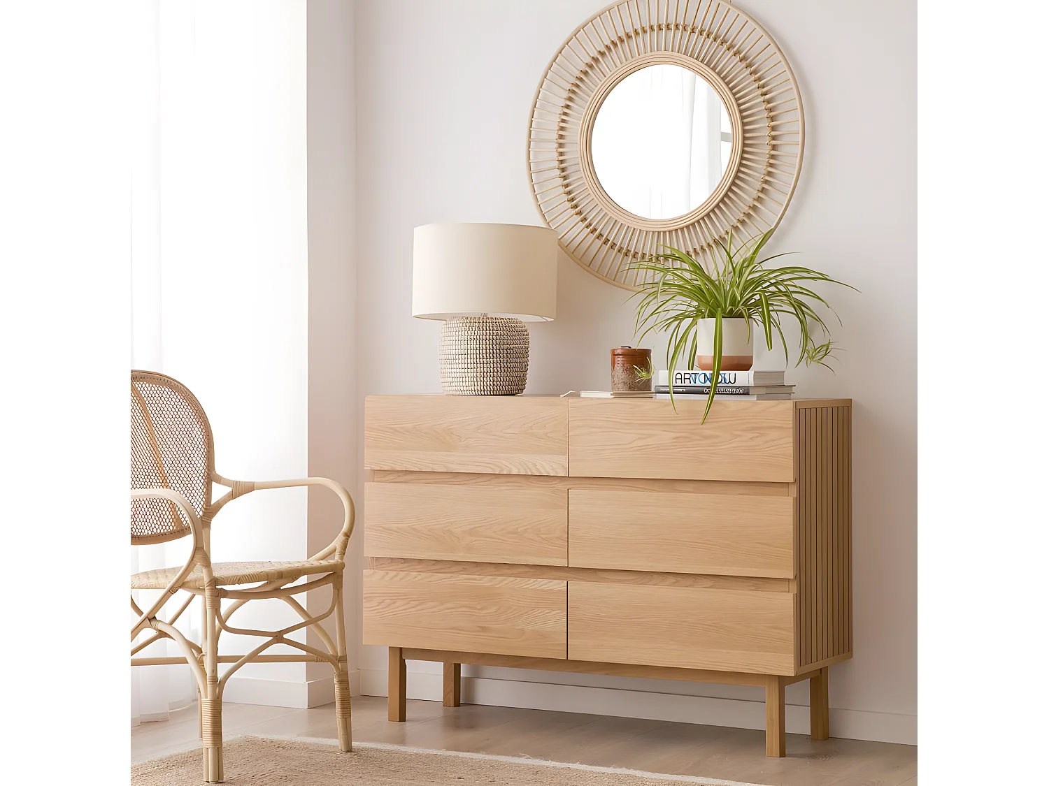 Commode effet bois naturel 120x85