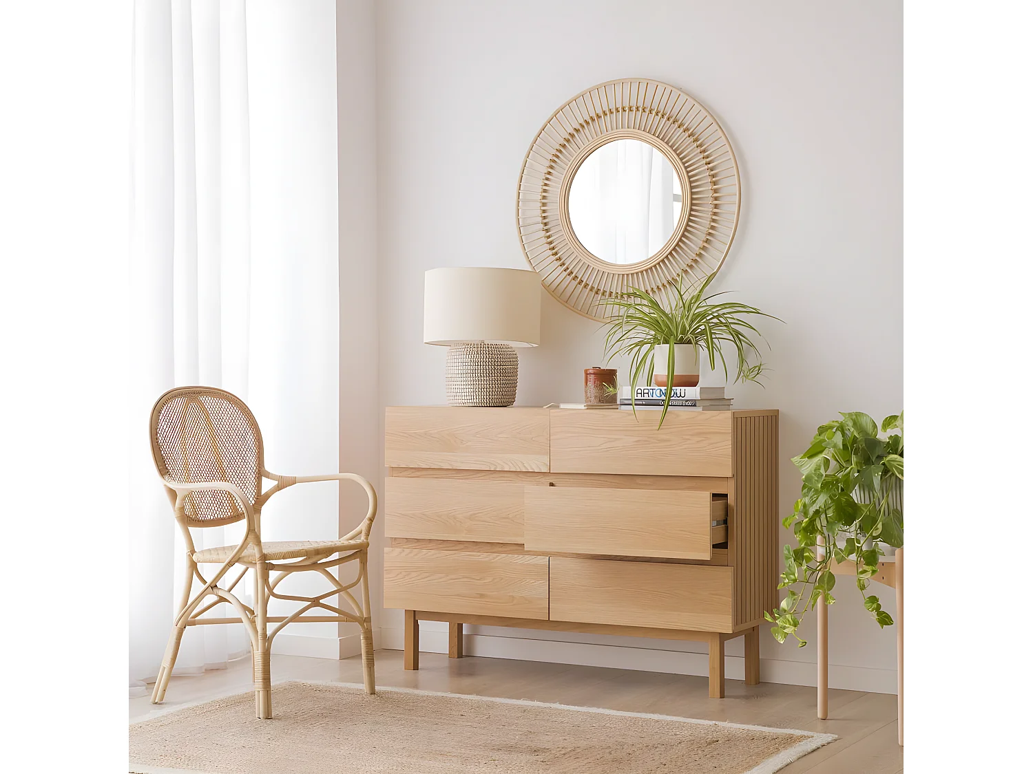 Commode effet bois naturel 120x85