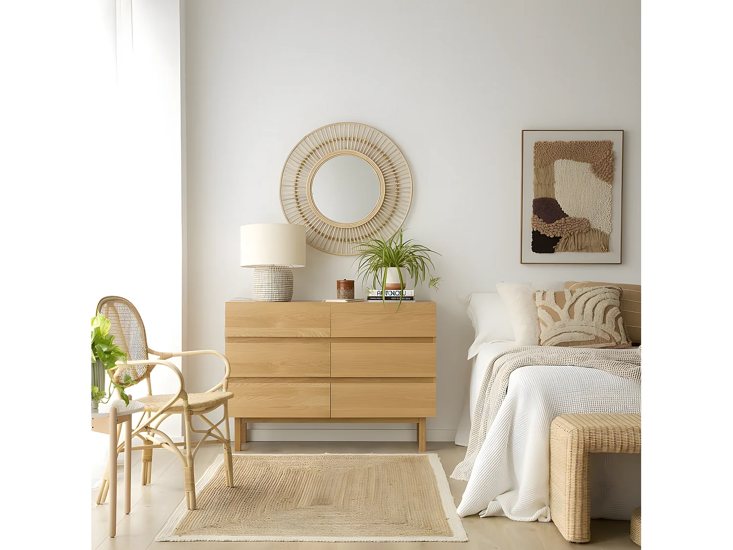 Commode effet bois naturel 120x85