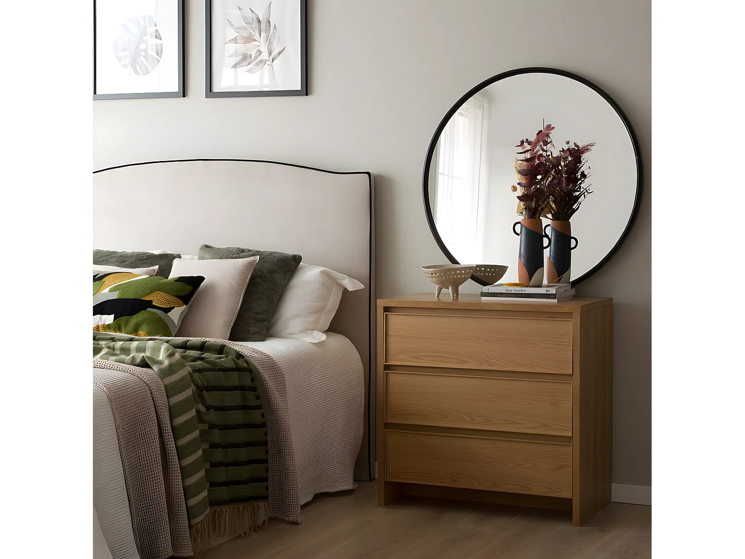 Commode effet bois naturel 80x80