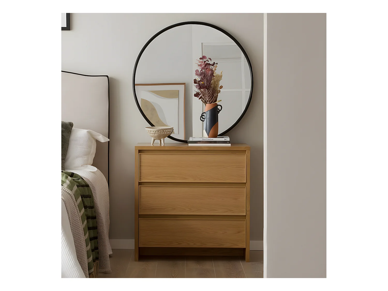 Commode effet bois naturel 80x80