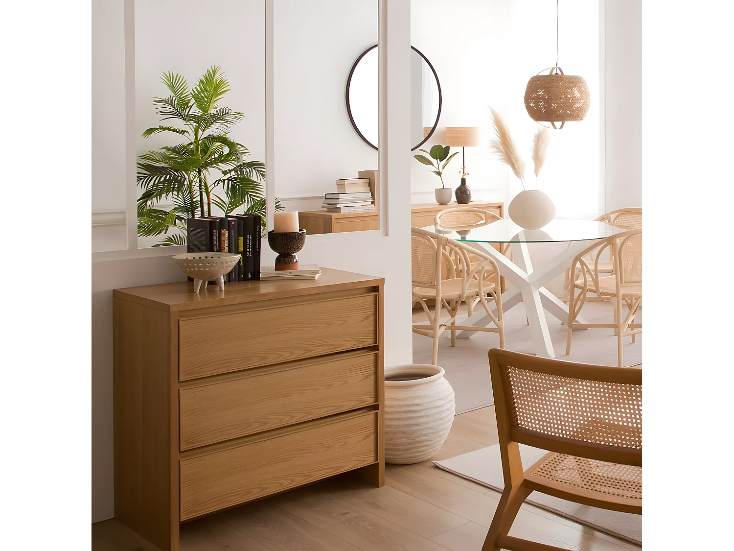 Commode effet bois naturel 80x80