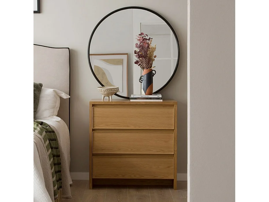 Commode effet bois naturel 80x80