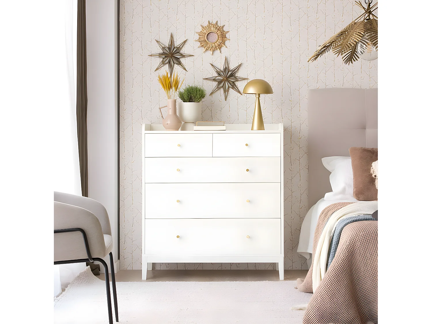 Commode effet bois blanc 100x110