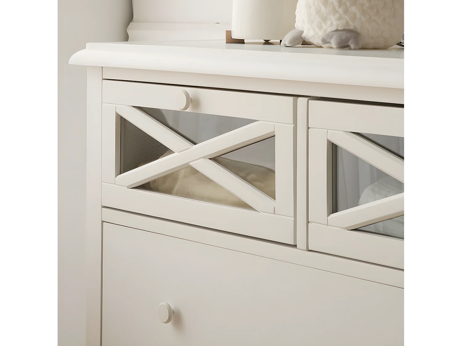 Commode en bois massif blanc 100x87