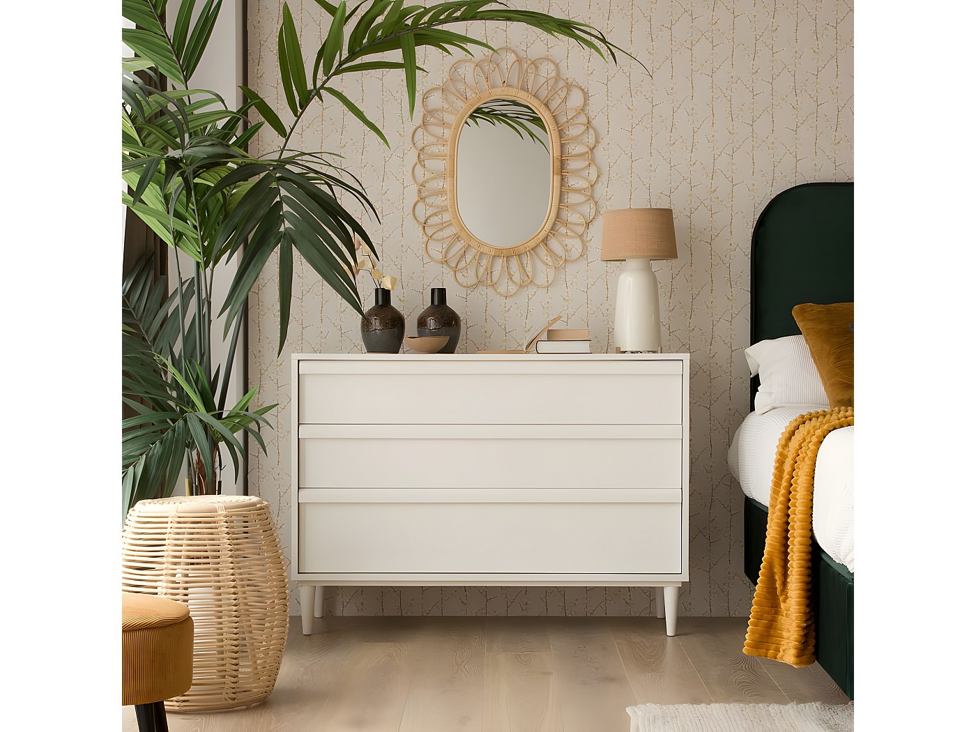 Comò pannello in mdf Laccato bianco opaco 45x85