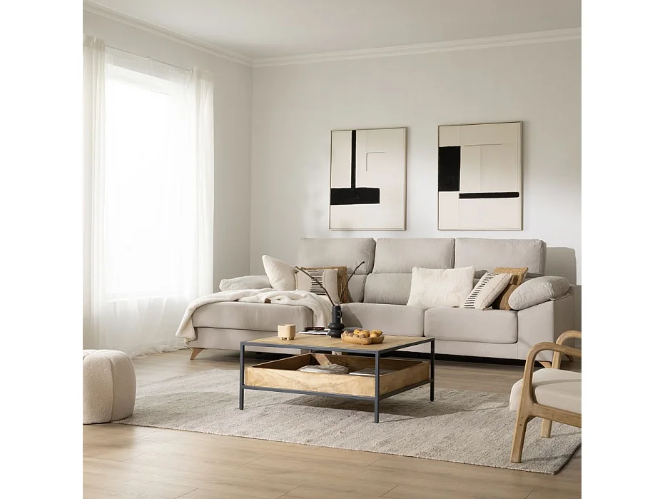 Tavolino da salotto legno massiccio di mango naturale 90x40