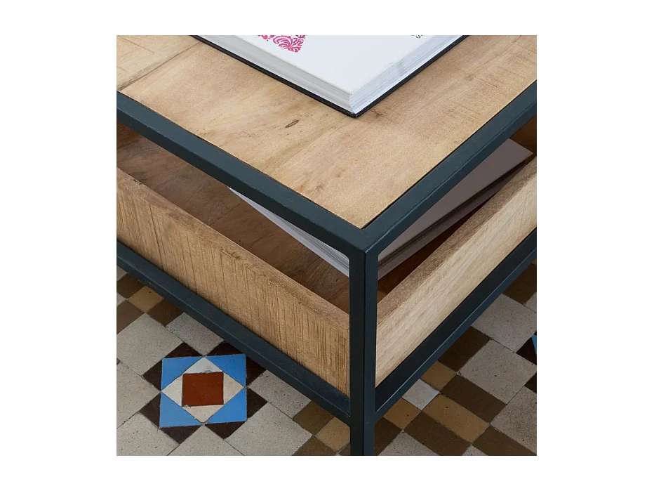 Tavolino da salotto legno massiccio di mango naturale 90x40