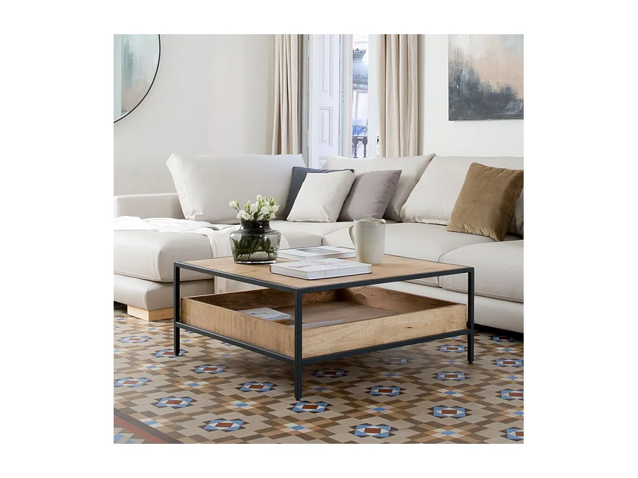 Table basse en bois massif naturel 90x40