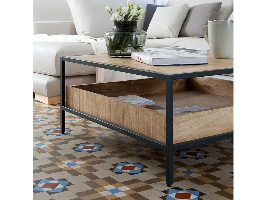 Tavolino da salotto legno massiccio di mango naturale 90x40