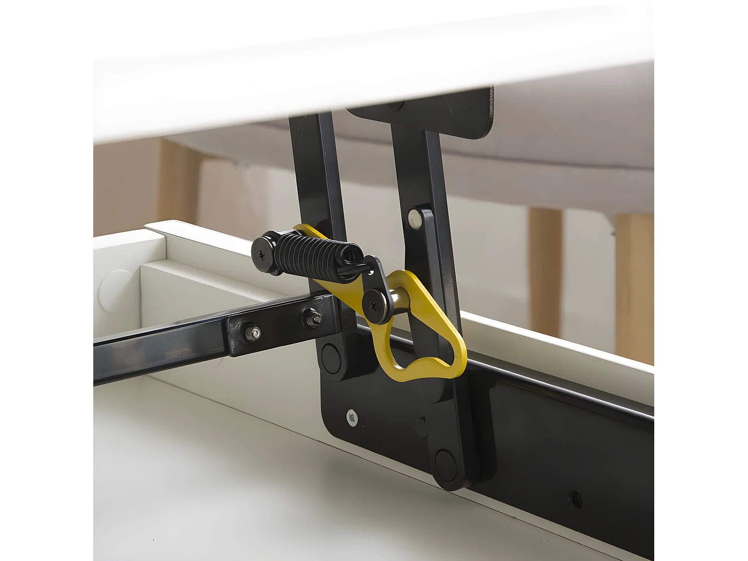 Table basse avec plateau relevable effet bois blanc 110x45