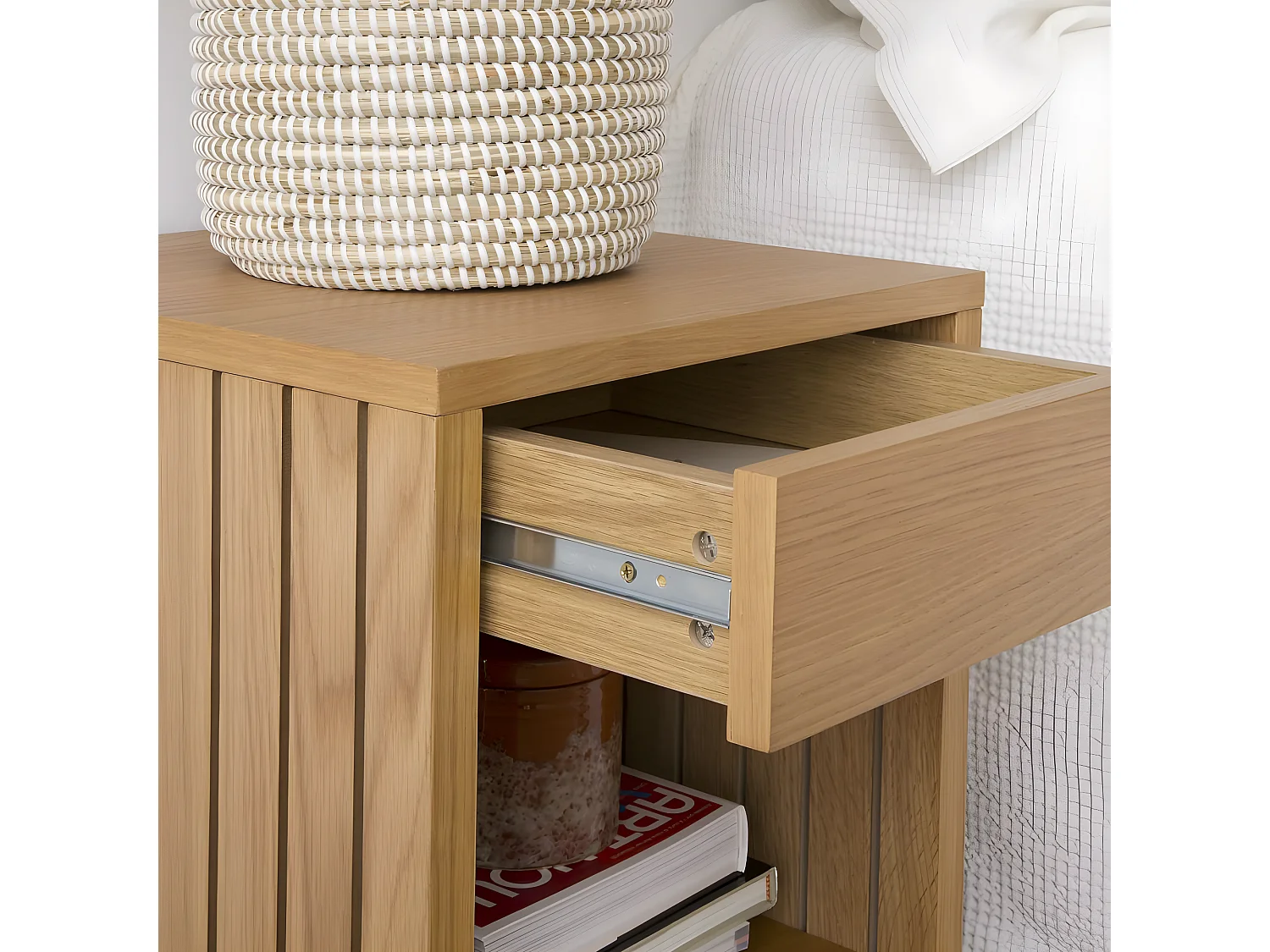 Table de chevet effet bois naturel 40x50