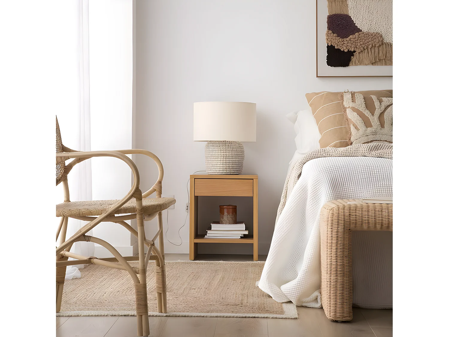 Table de chevet effet bois naturel 40x50