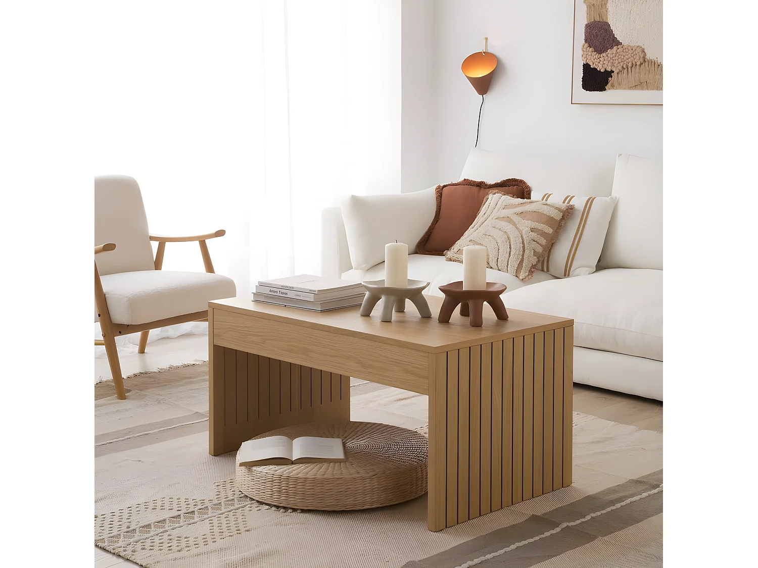 Tavolino da salotto pannello in lamiera naturale naturale 60x50