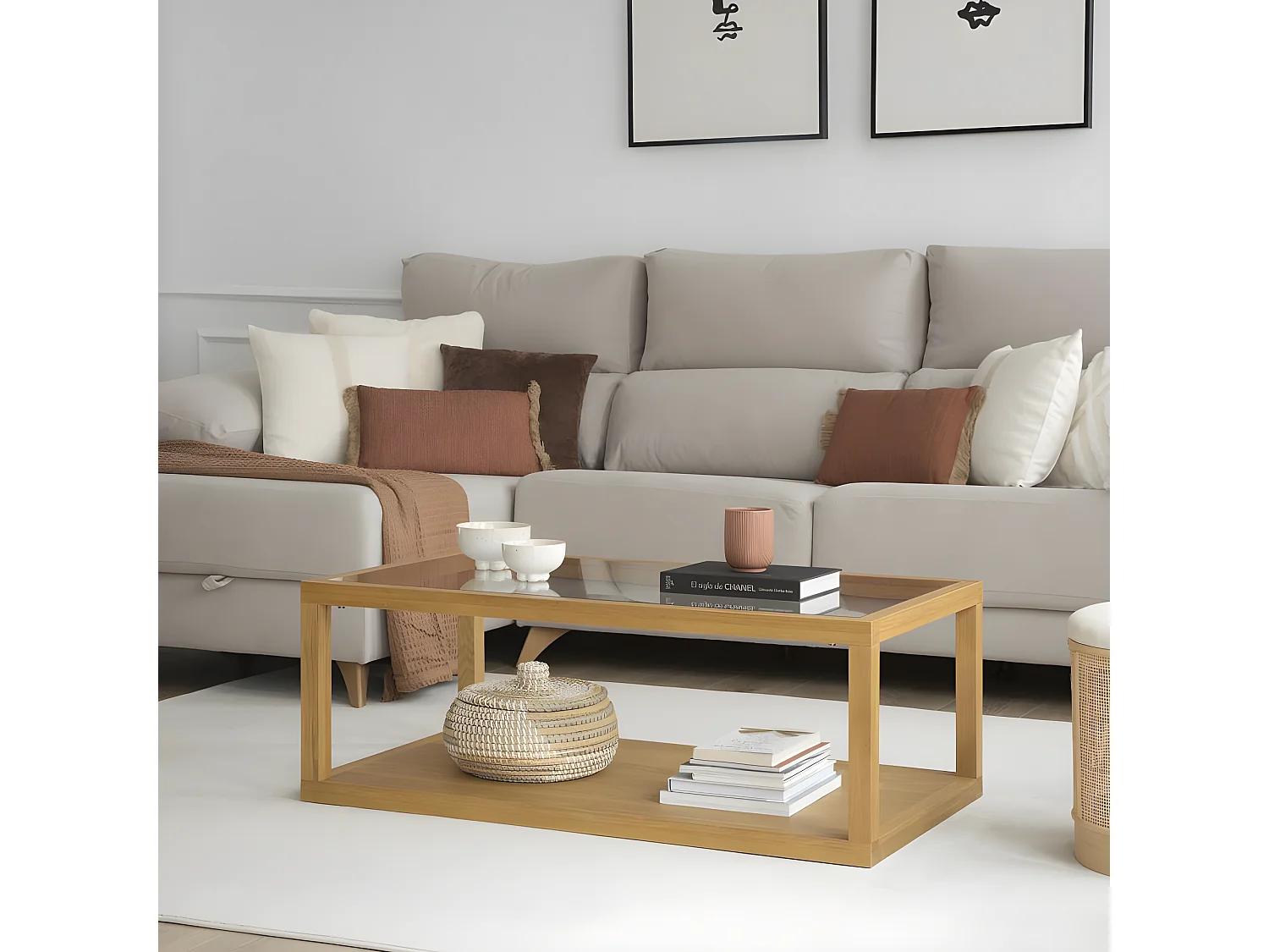 Table basse en bois massif naturel 110x40