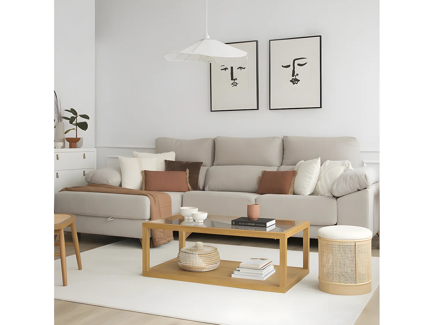 Table basse en bois massif naturel 110x40