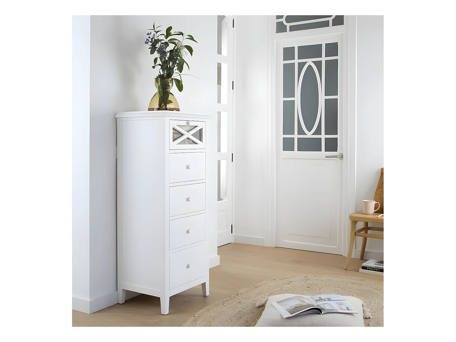 Chiffonnier en bois massif blanc 50x125