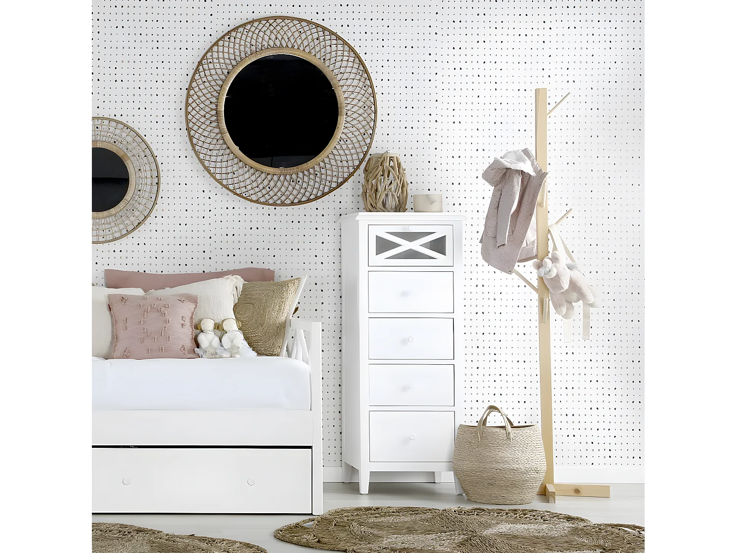 Chiffonnier en bois massif blanc 50x125