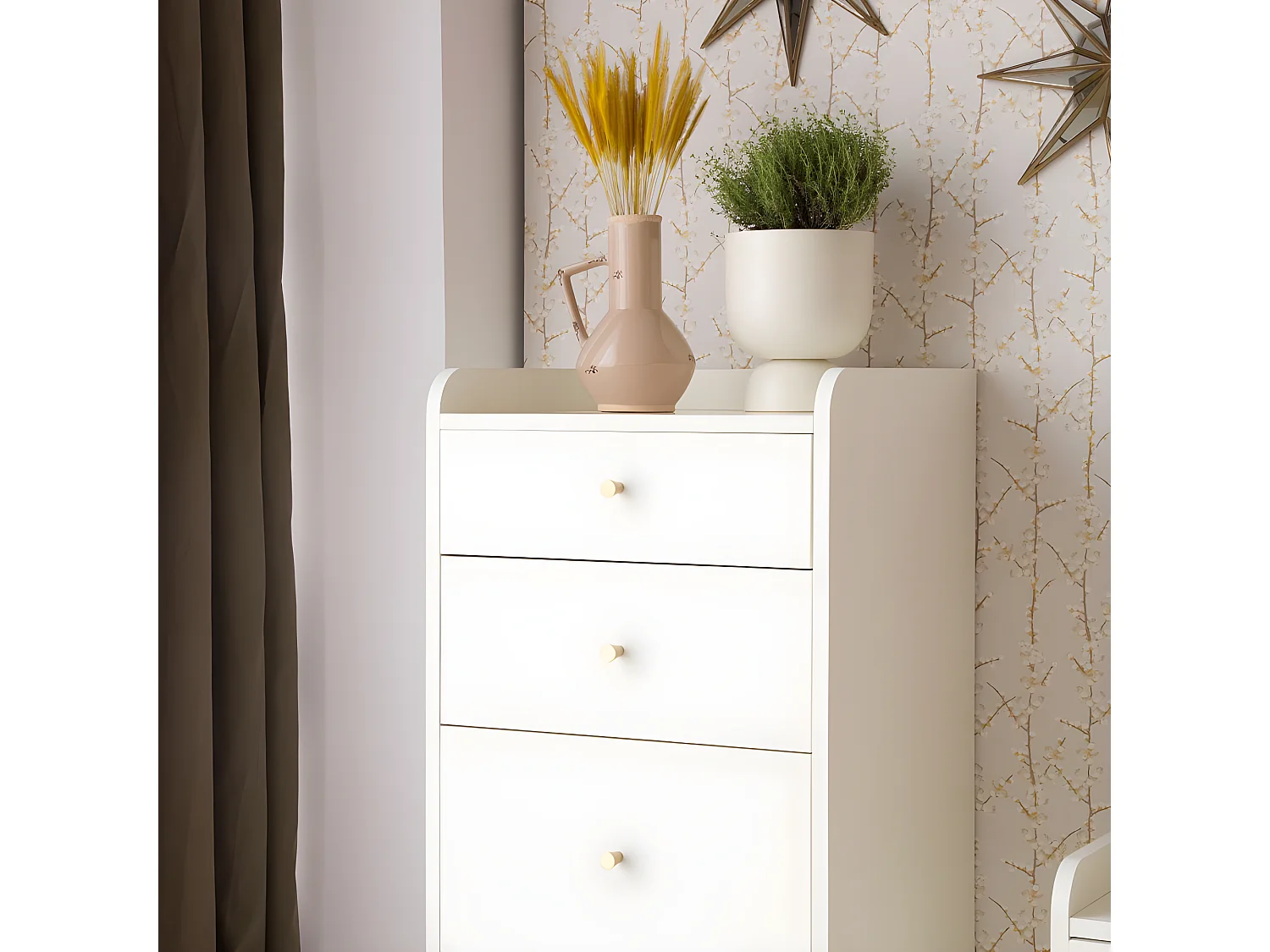 Chiffonnier effet bois blanc 50x110