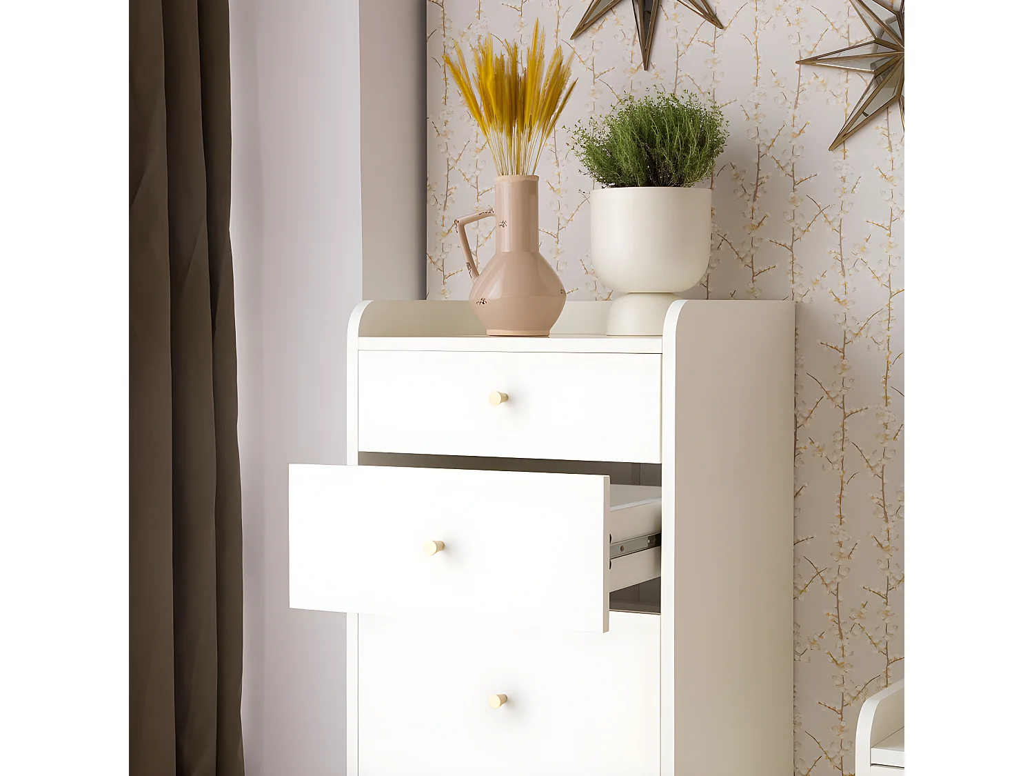 Chiffonnier effet bois blanc 50x110
