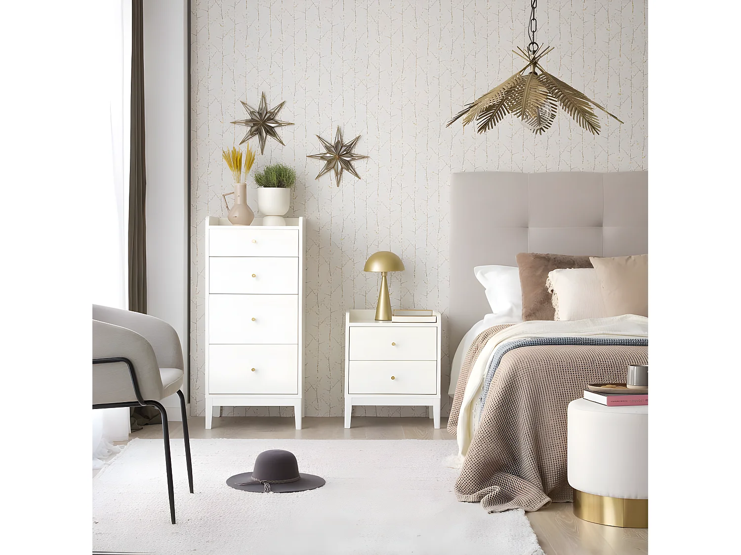 Chiffonnier effet bois blanc 50x110