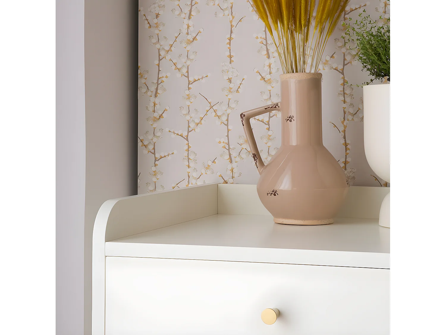 Chiffonnier effet bois blanc 50x110