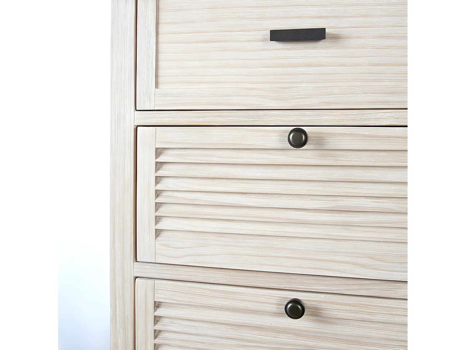 Cassettiera legno massello, pannello in mdf e impiallacciatura  naturale 43x119