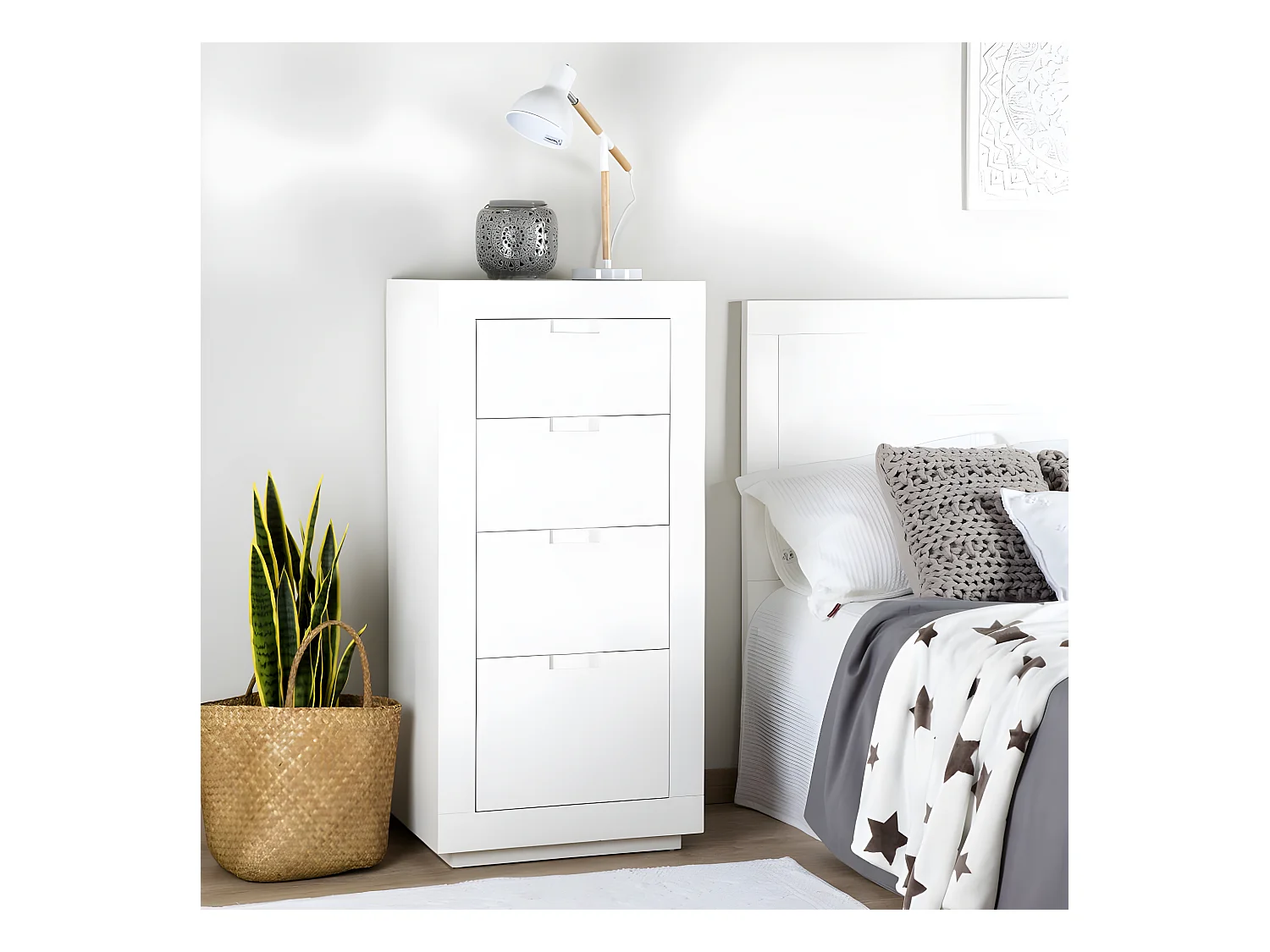 Chiffonnier en bois massif blanc 60x125