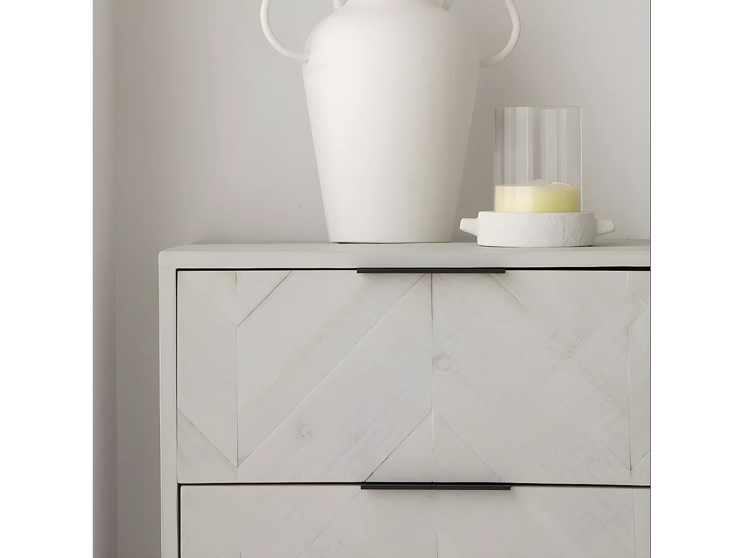 Chiffonnier en bois massif blanc 55x109