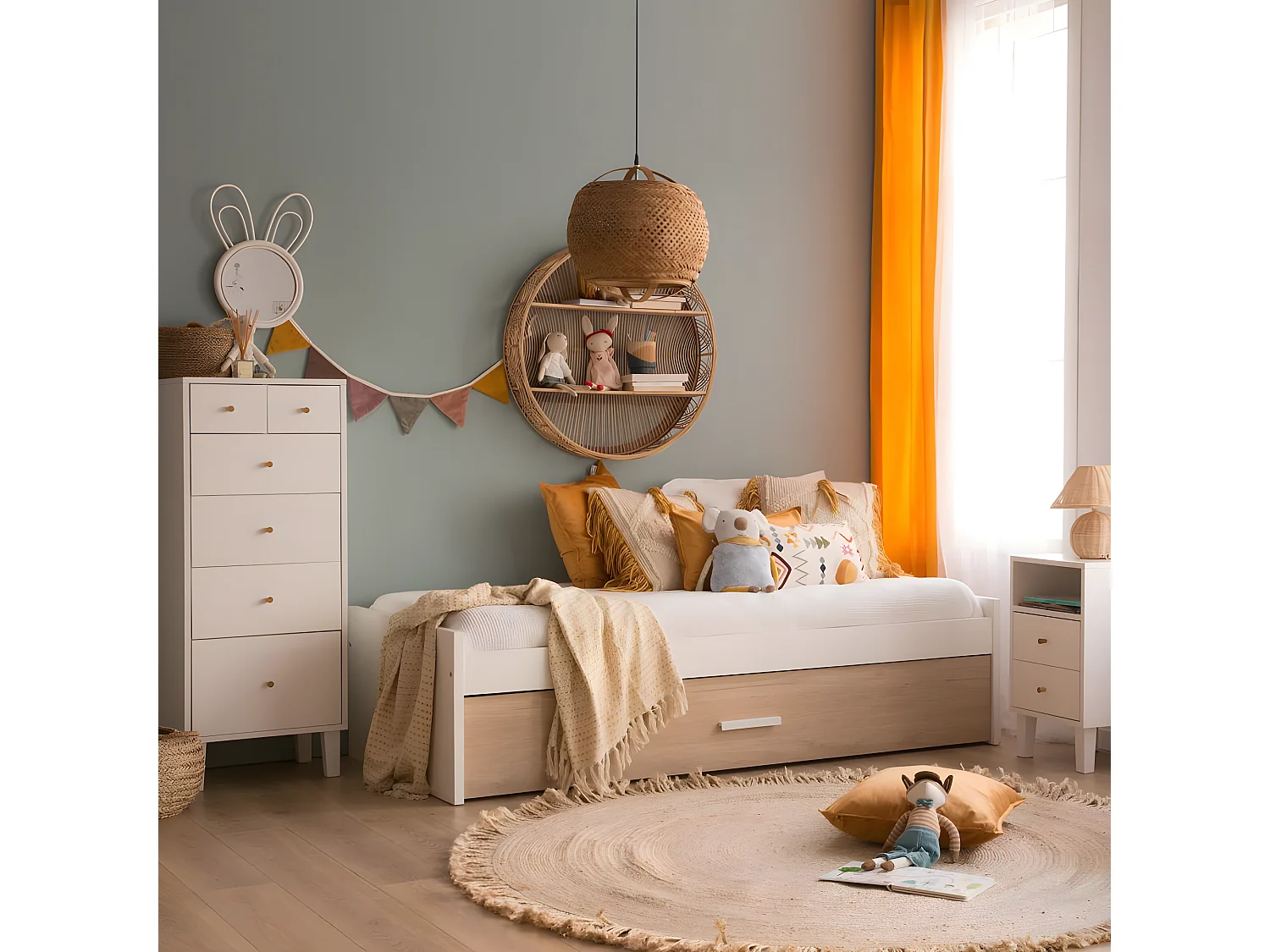 Chiffonnier effet bois blanc 50x127