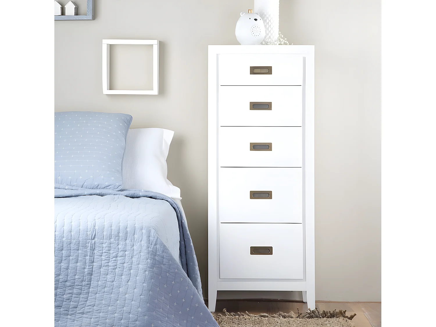 Chiffonnier effet bois blanc 50x125