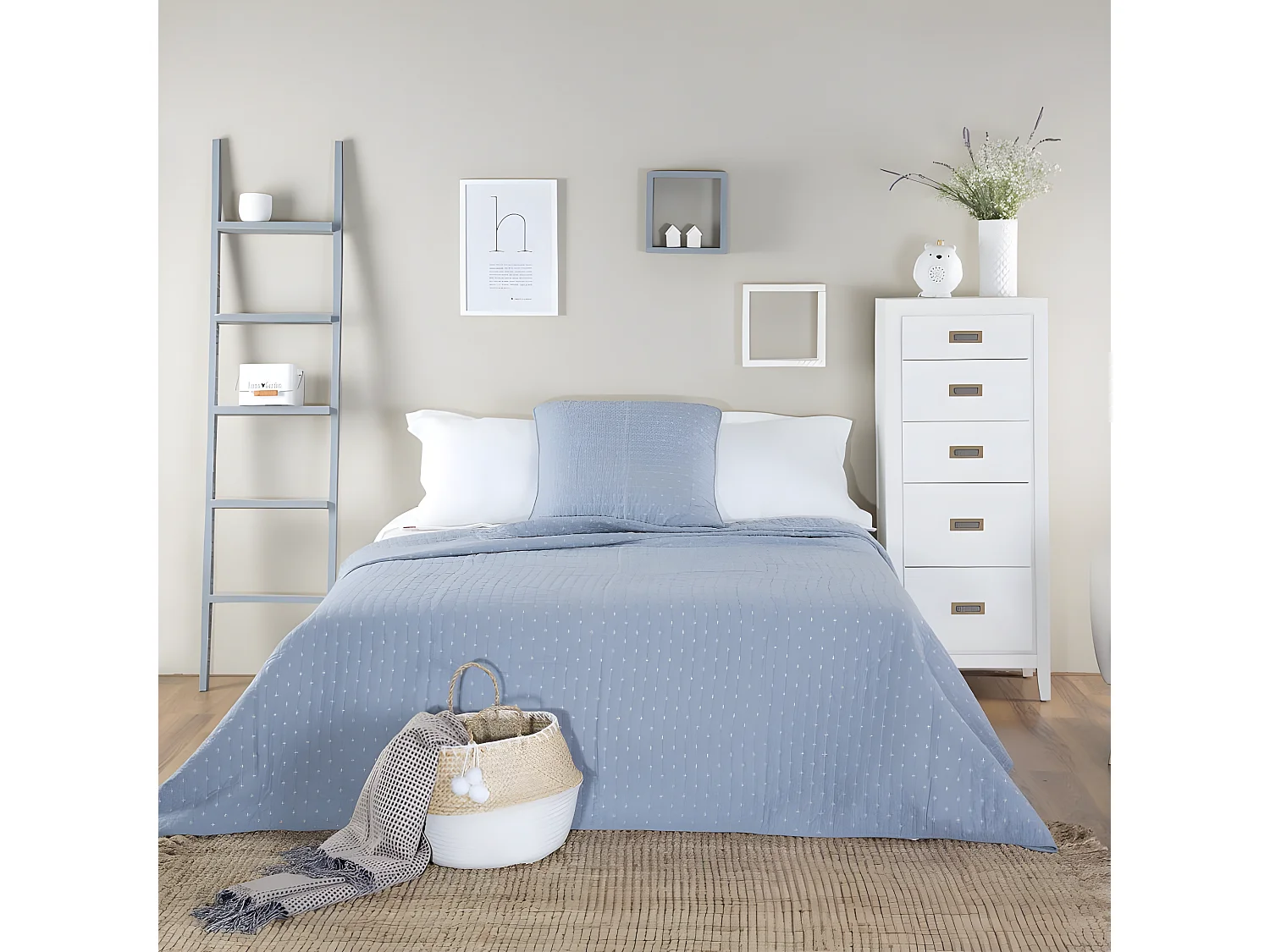 Chiffonnier effet bois blanc 50x125