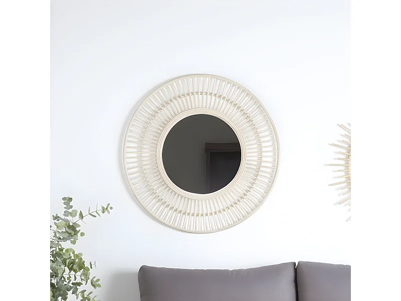 Amares specchio 80d rattan naturale