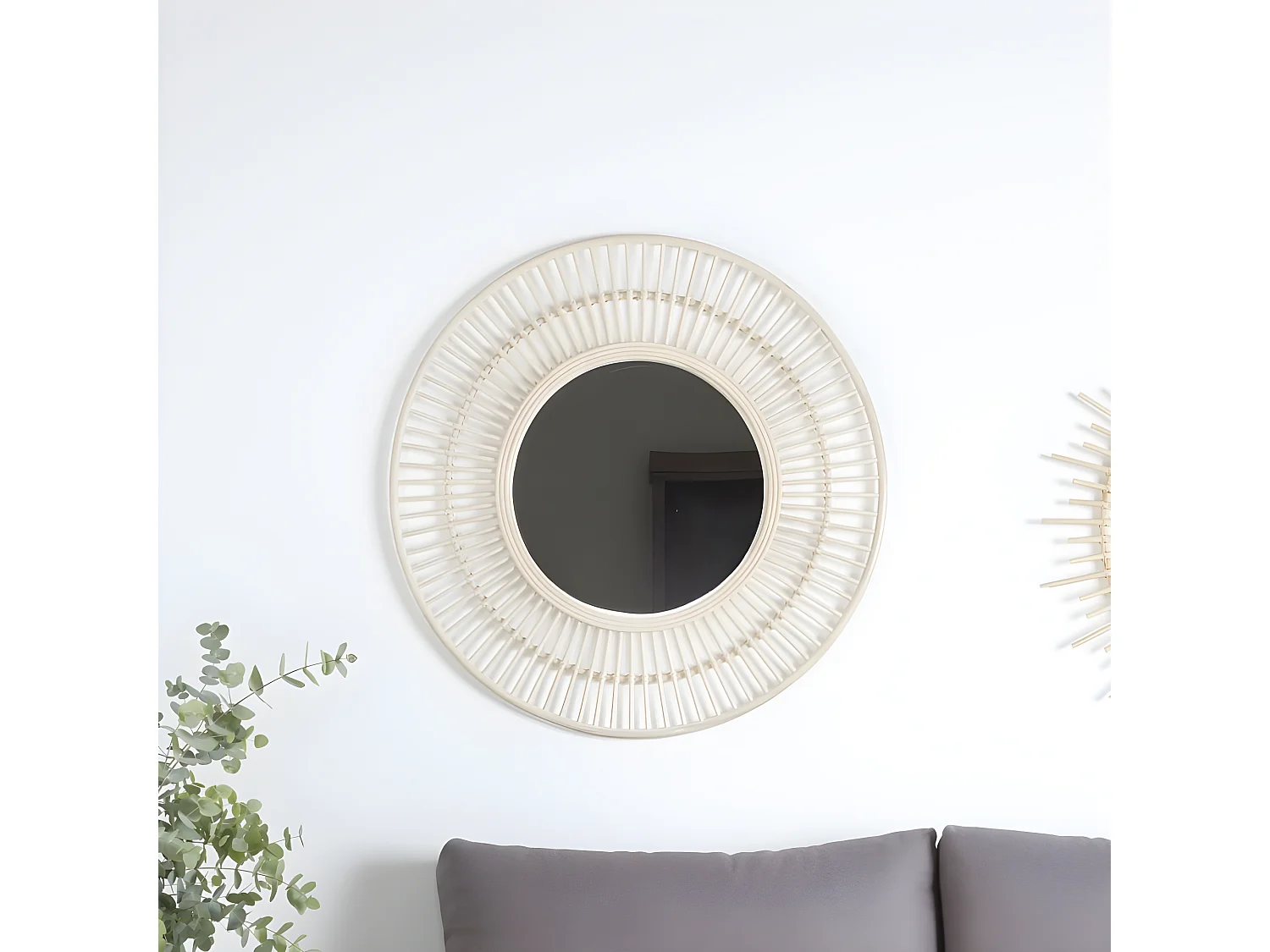 Amares specchio 80d rattan naturale