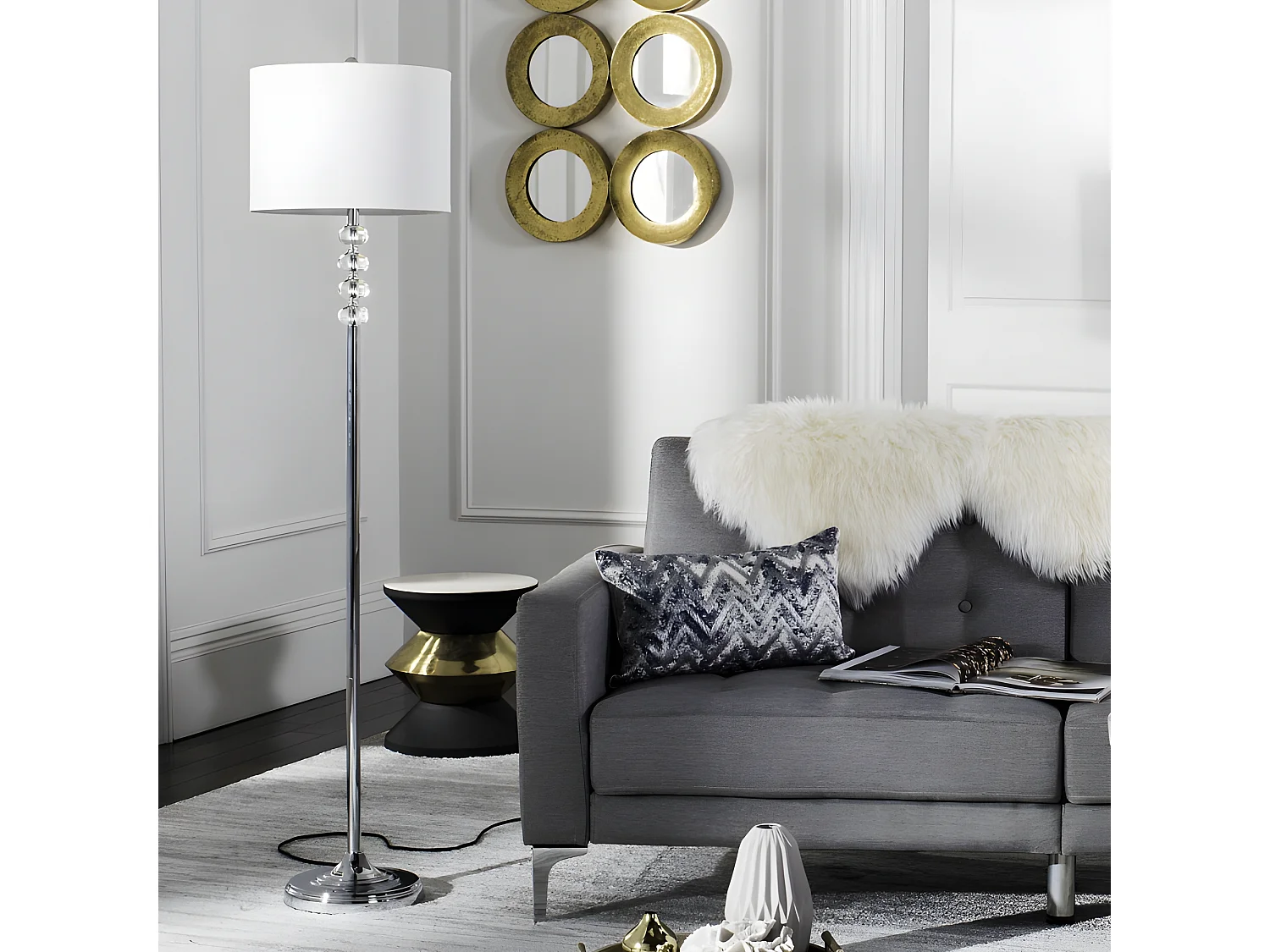Lampadaire Clair & Chrome 36 X 36 X 152.4 cm - Lavonne