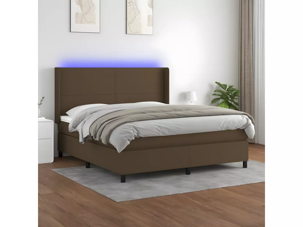 Kauf Unique Boxspringbett mit Matratze & LED Dunkelbraun 160x200 cm Stoff