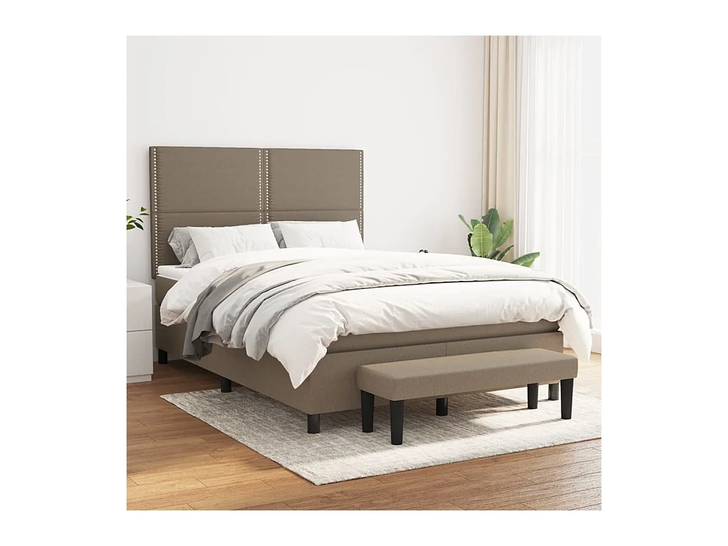 Sommier à lattes de lit avec matelas Taupe 140x200 cm Tissu