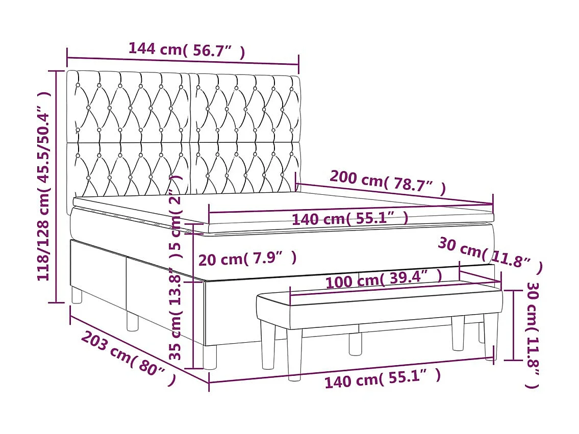 Boxspring met matras stof taupe 140x200 cm
