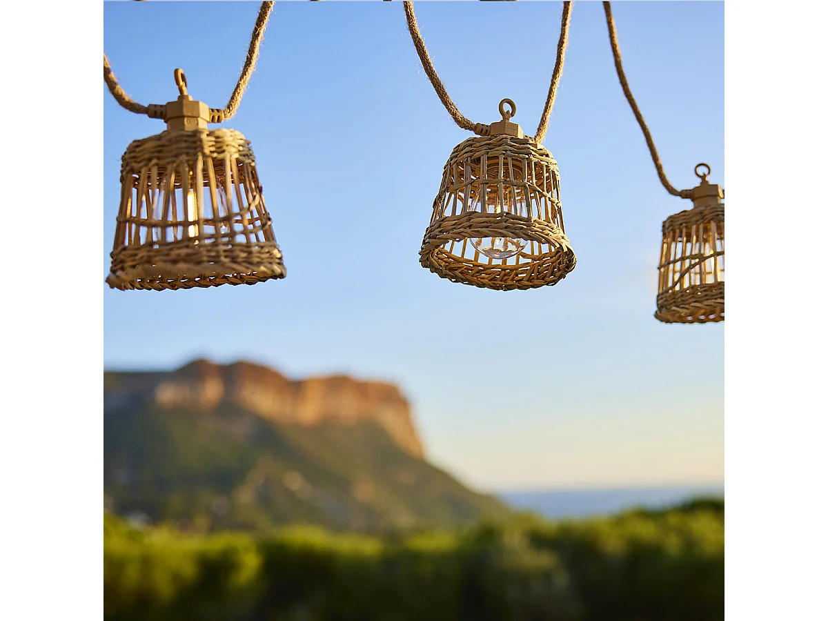 Guirlande d'extérieur SAMOA Beige Rotin 8m