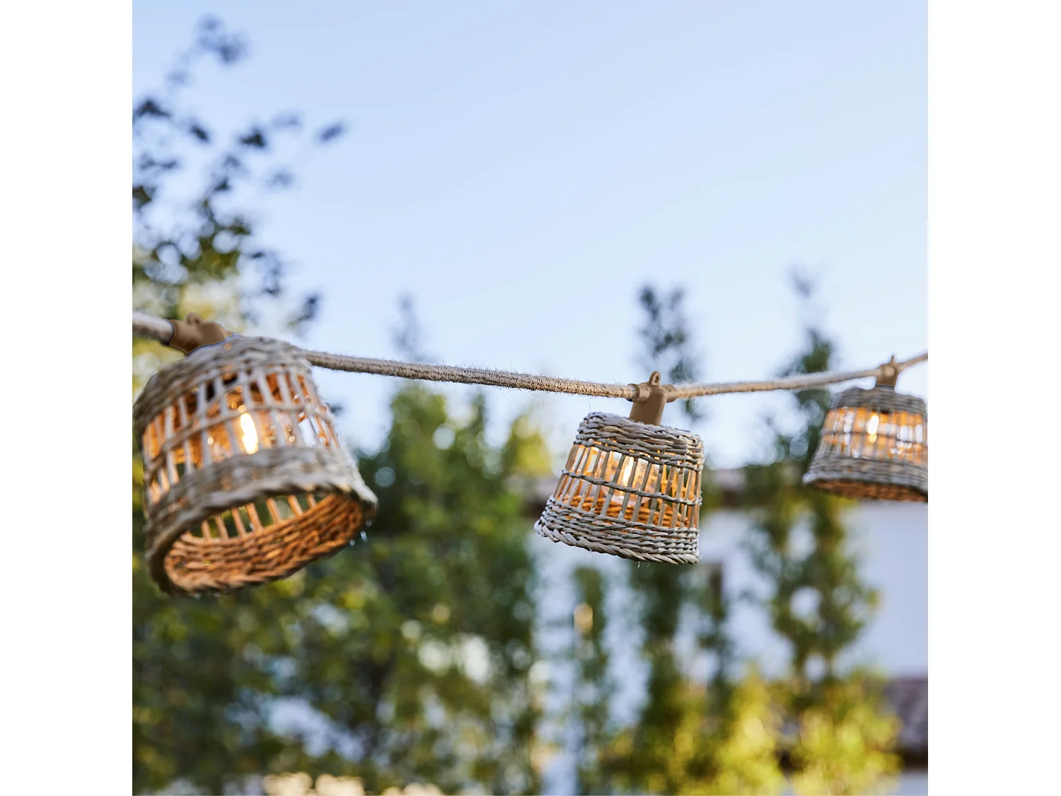 Guirlande d'extérieur SAMOA Beige Rotin 8m