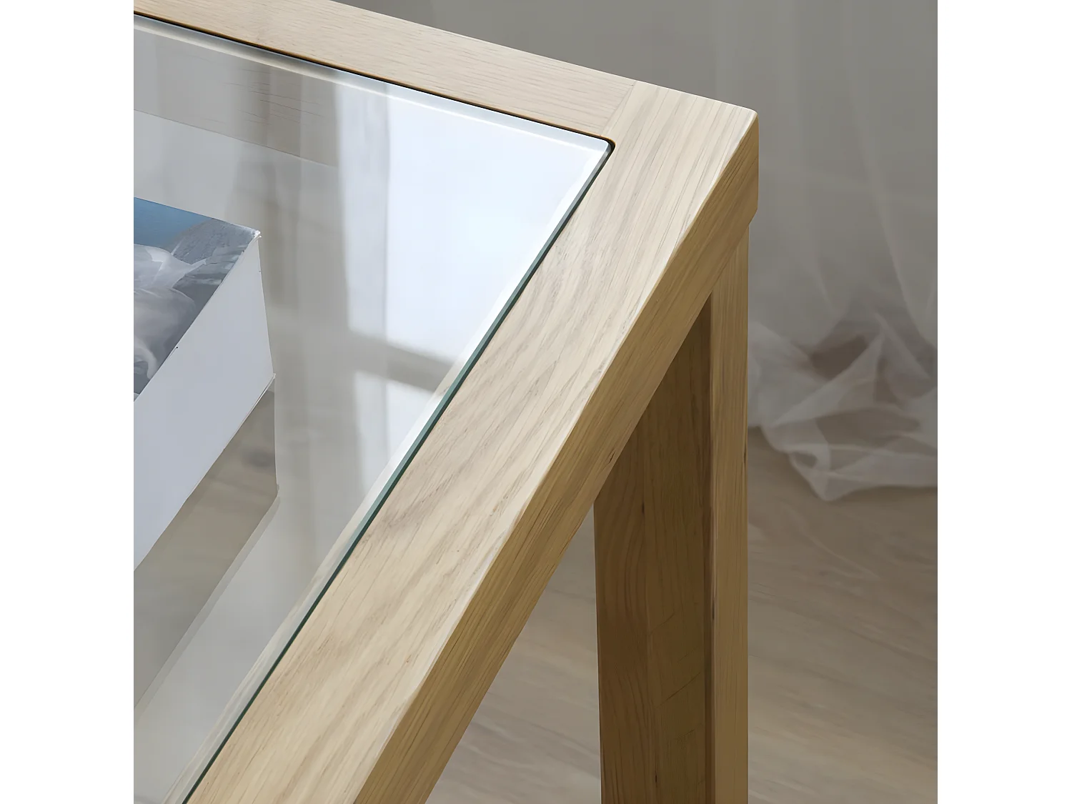 Table d'appoint en bois massif naturel 50x55