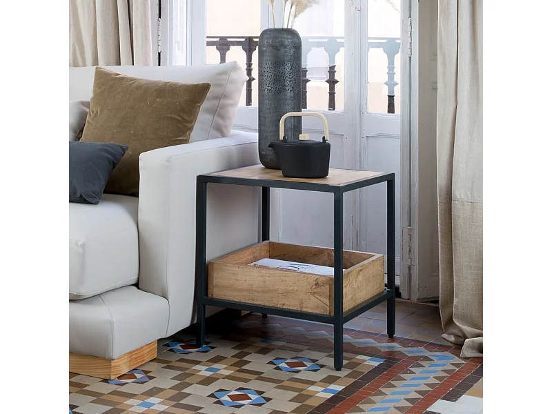 Tavolo ausiliare legno massiccio di mango naturale 45x50