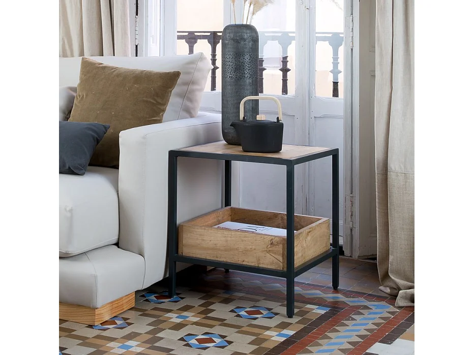 Tavolo ausiliare legno massiccio di mango naturale 45x50