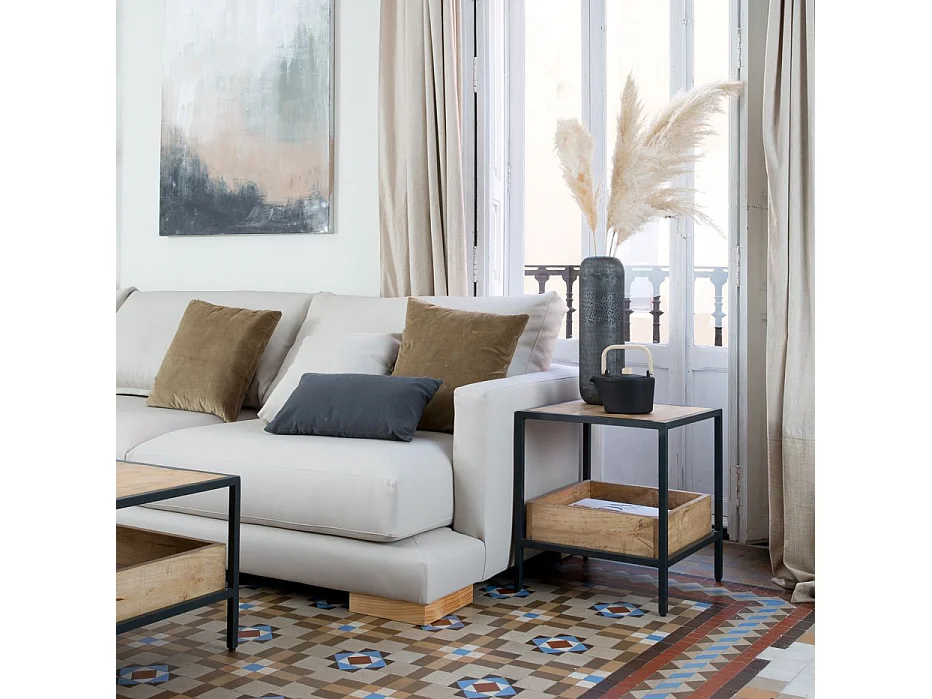 Table d'appoint en bois massif naturel 45x50