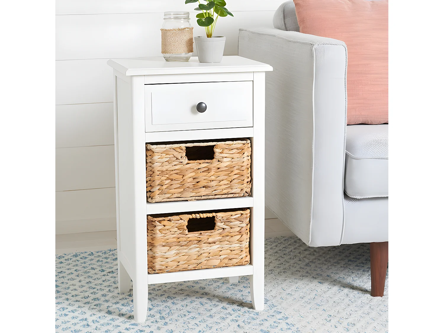 Table d'appoint Déchiré et blanc 30 X 38 X 70.1 cm - Mozell